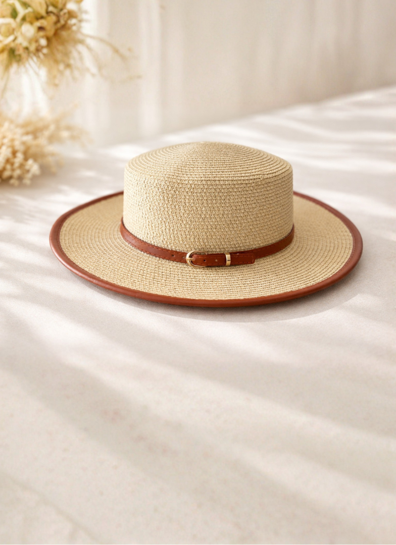 Chapeau de paille beige