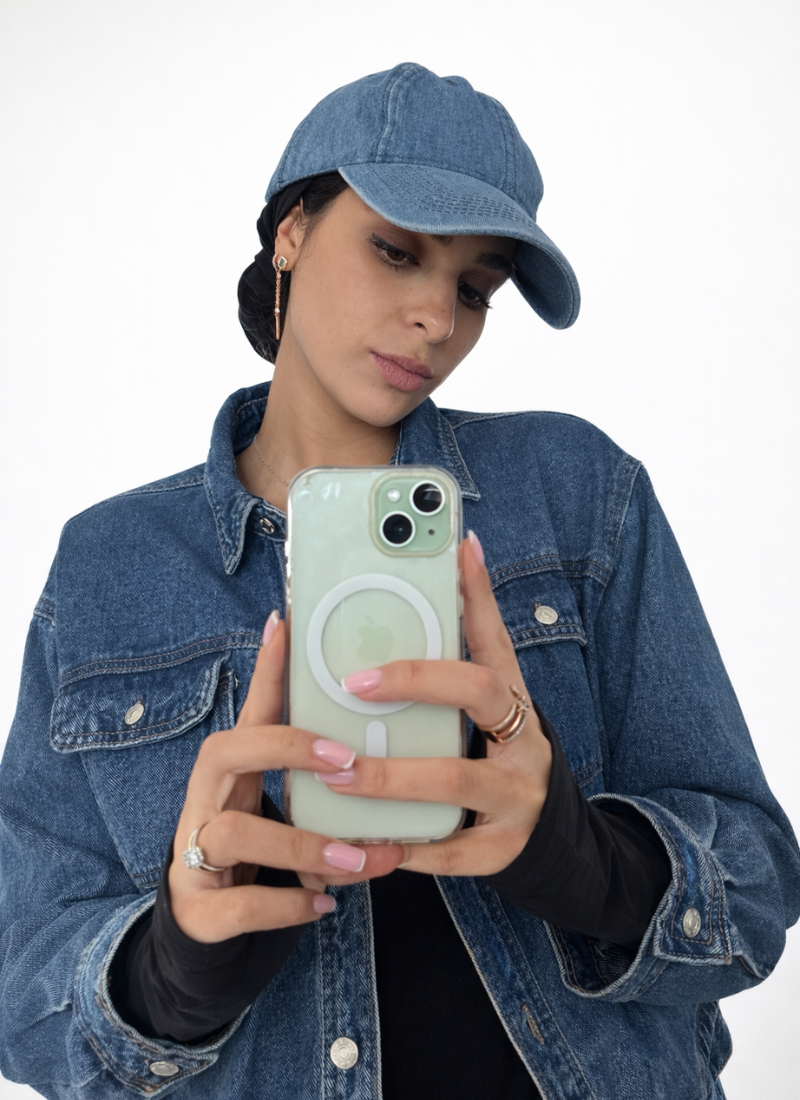 Blue denim flat cap